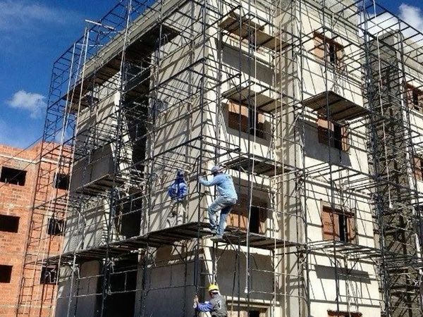 Apartment Block Rendering on Scaffolding