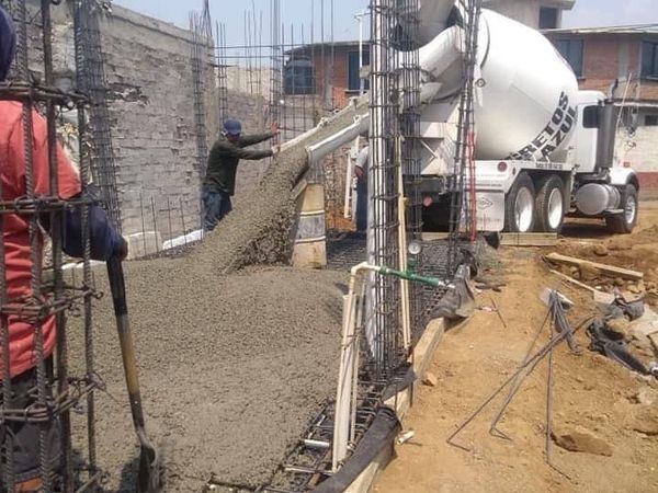 Ready-Mix Concrete Pour into Reinforced Base