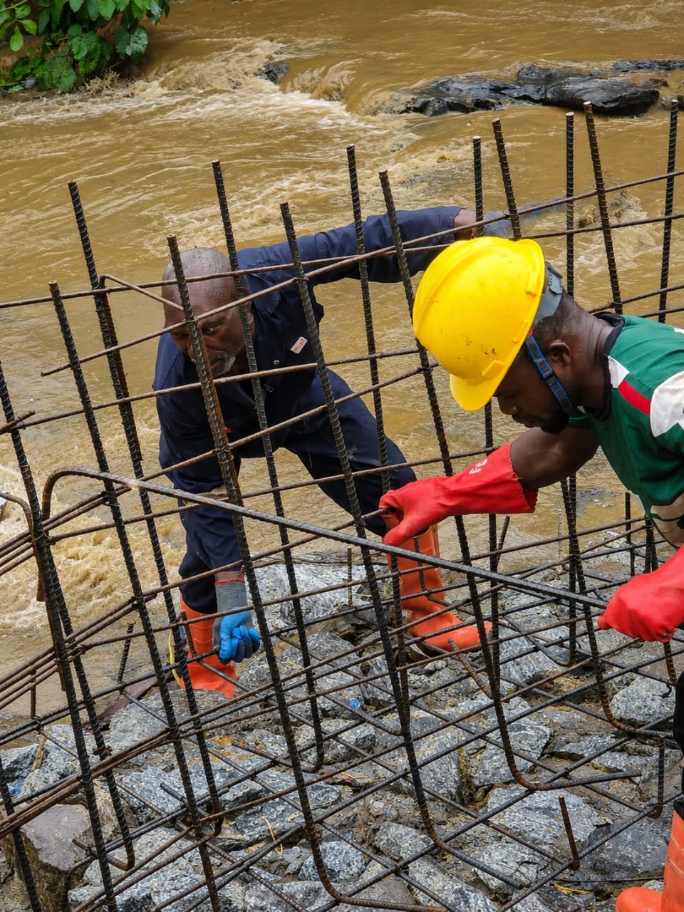 Riverbed reinforcement works